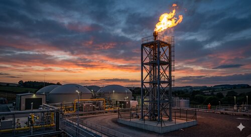 Open Biogas Flare Stack